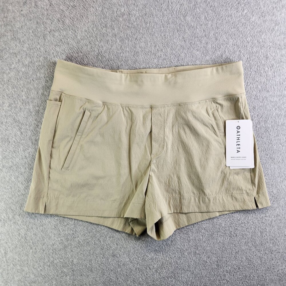Athleta Shorts Womens 14 Beige Trekkie North High Rise Ripstop Hiking Trails